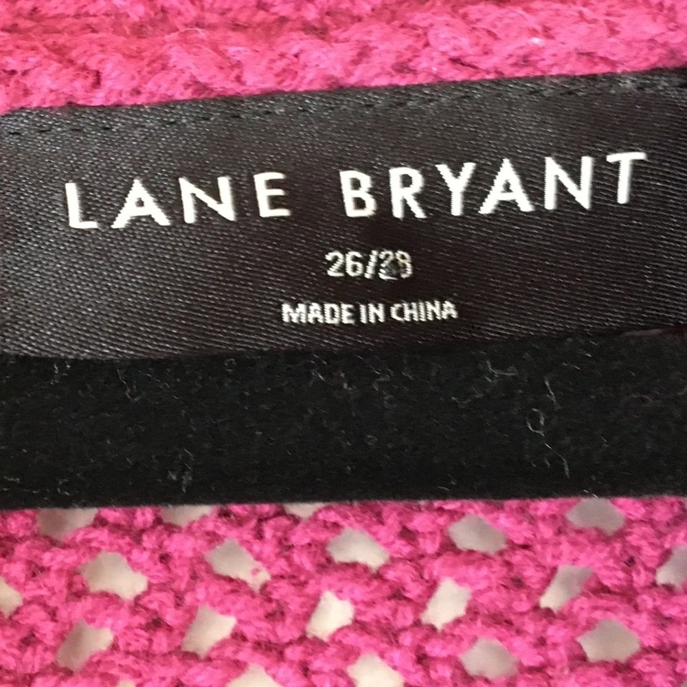 Lane Bryant Magenta Pink Chunky Pointelle Knit Open Front Cardigan Plus 26/28 - Picture 4 of 6